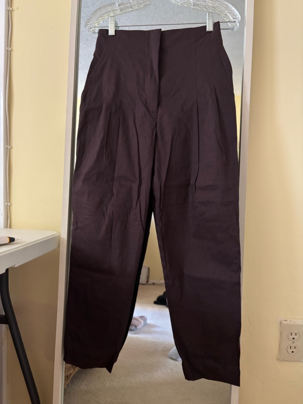 A.L.C. High-Waist Cropped Trousers in Deep Brown